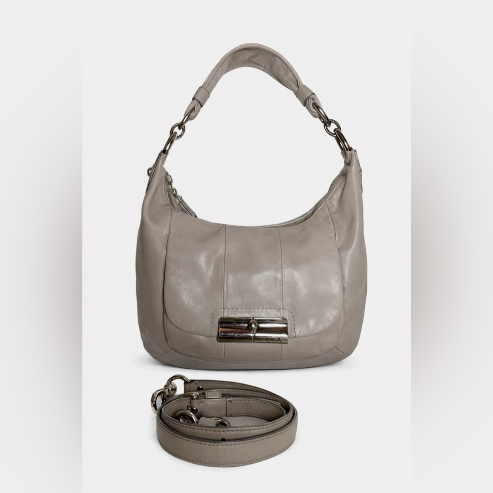 Coach Kristin SOFT Leather Hobo Champagne Taupe Grey Convertible Crossbody Bag - Picture 13 of 13